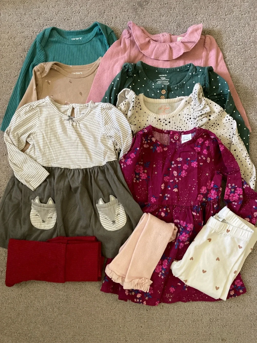 10-pc Bundle assorted cool weather baby girl clothes, ~9-12M.